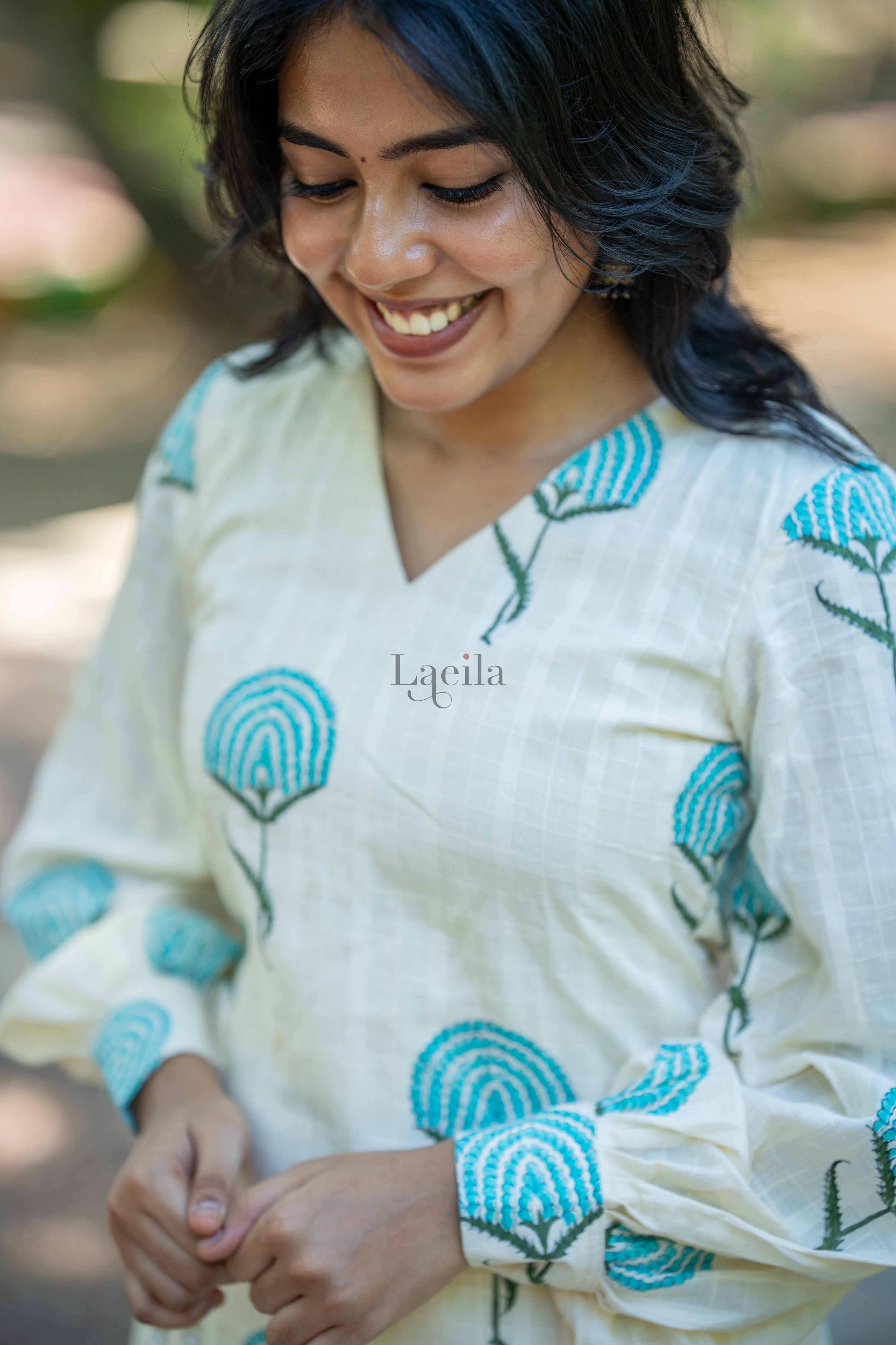 White Blue Flower Cotton Set
